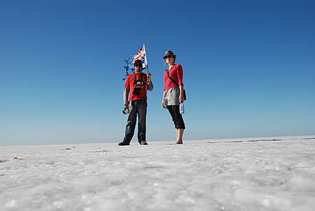 Explorers in the South Australian Desert Lake Eyre Salt © Anneli Knight