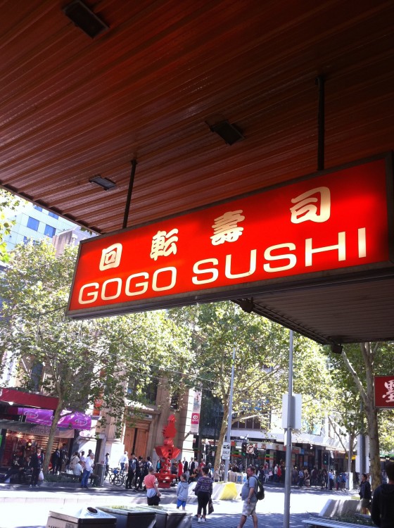 Look for the orange sign. Go Go Sushi rules.